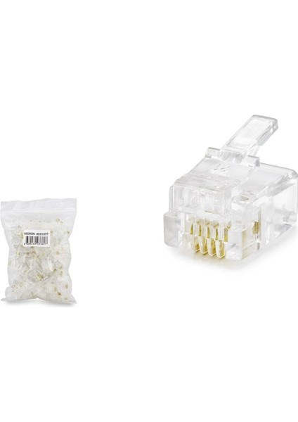 RJ11 Konnektör 4pın Telefon 100LÜ Paket Şeffaf HDX5059
