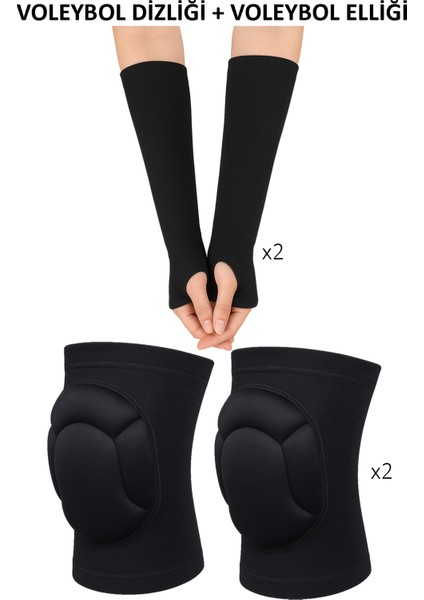 Voleybol Dizliği ve Voleybol Elliği 2'li Set Voleybol Kolluk ve Dizlik Kabartma Sünger Destekli