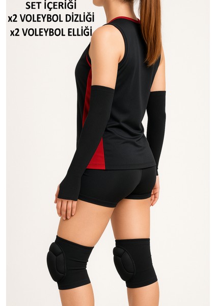 Voleybol Dizliği ve Voleybol Elliği 2'li Set Voleybol Kolluk ve Dizlik Kabartma Sünger Destekli modelleri