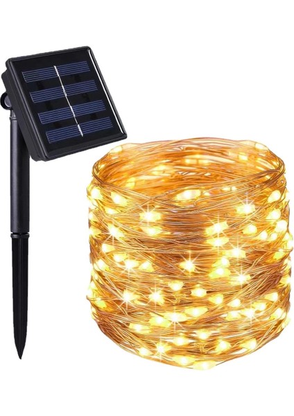 Solar Güneş Enerjili Peri LED 20 Metre Günışığı 8 Mod 200 LED