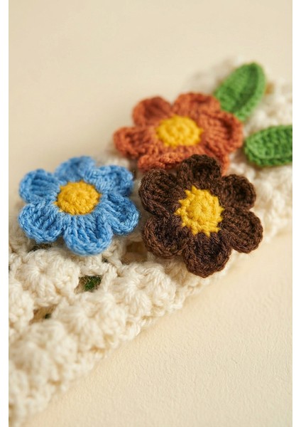 El Örgüsü Kız Çocuk Omuz Çantası ve Saç Bandı Seti - Cozy Petals - Toprak Tonlu - Krem fırsatları