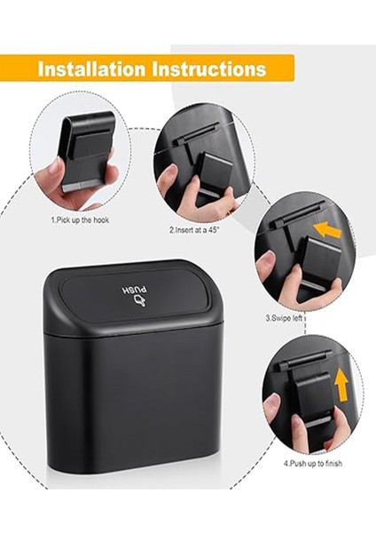 Premium Siyah Araba Çöp Kutusu – Büyük Kapasiteli, Sızdırmaz Araç Içi Çöp Kovası fiyatları