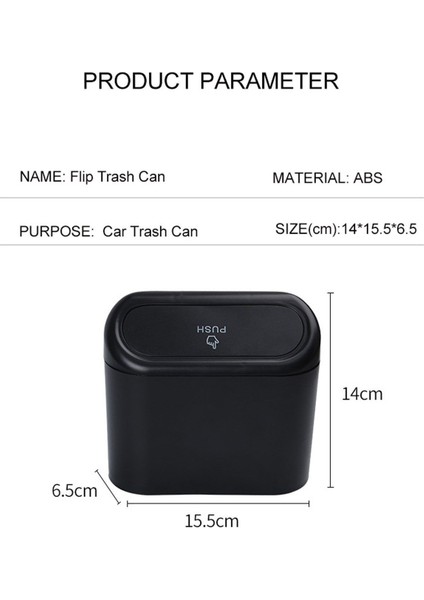 Premium Siyah Araba Çöp Kutusu – Büyük Kapasiteli, Sızdırmaz Araç Içi Çöp Kovası