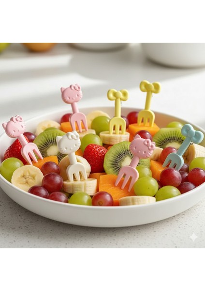 Hello Kitty Desenli Mini Çatal Seti – 12 Adet Renkli Servis Çatalı fiyatları