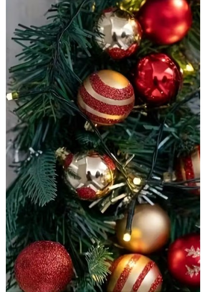 50 Adet 40MM Kırmızı Altın Beyaz Noel Ağacı Süs Topları Seti | 9 Farklı Desen & Hafif Dayanıklı Yılbaşı Dekoru fiyatları