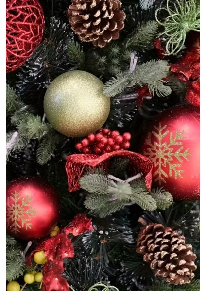 50 Adet 40MM Kırmızı Altın Beyaz Noel Ağacı Süs Topları Seti | 9 Farklı Desen & Hafif Dayanıklı Yılbaşı Dekoru