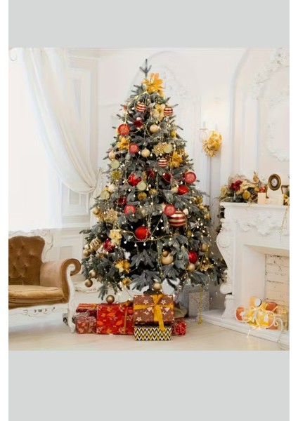 50 Adet 40MM Kırmızı Altın Beyaz Noel Ağacı Süs Topları Seti | 9 Farklı Desen & Hafif Dayanıklı Yılbaşı Dekoru