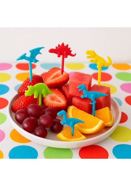 10'lu Renkli Dinozor Çocuk Kürdan/çatal Seti – 3,5 cm