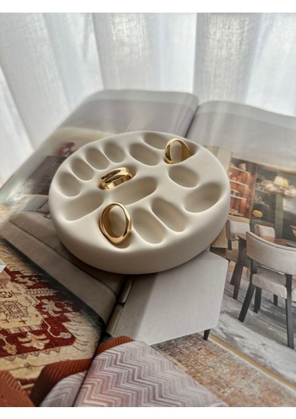 Yüzük Stand Takı Tabak Dekoratif Beyaz Vernikli indirimleri