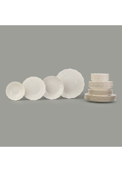 Kitchen 24 Parça İnci Porselen Yemek Takımı - Krem