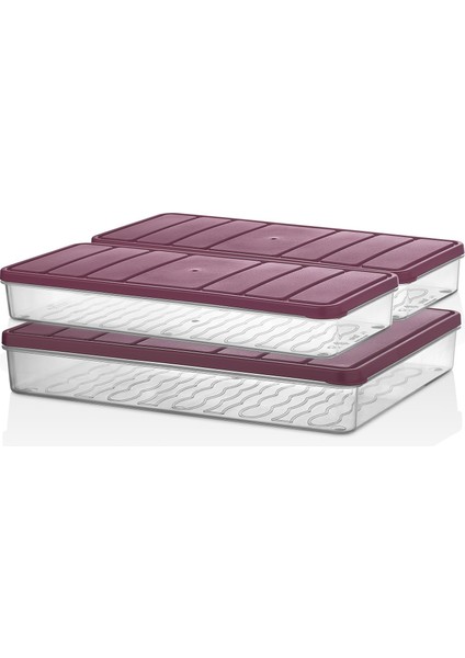 3'lü Set ( 1 Adet 2,25 2 Adet 1 Lt. ) Nora Organizer Buzdolabı Buzluk Düzenleyici Saklama Kabı