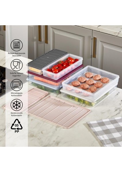 2 Adet 2,25 Lt. Nora Organizer Buzdolabı Buzluk Düzenleyici Saklama Kabı