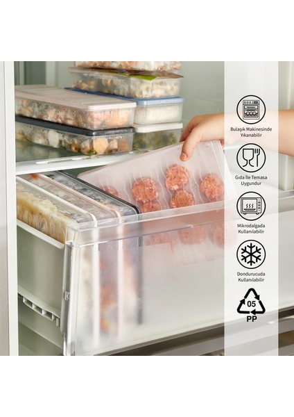 2 Adet 2,25 Lt. Nora Organizer Buzdolabı Buzluk Düzenleyici Saklama Kabı