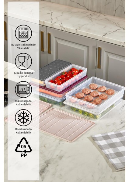 2 Adet 2,25 Lt. Nora Organizer Buzdolabı Buzluk Düzenleyici Saklama Kabı