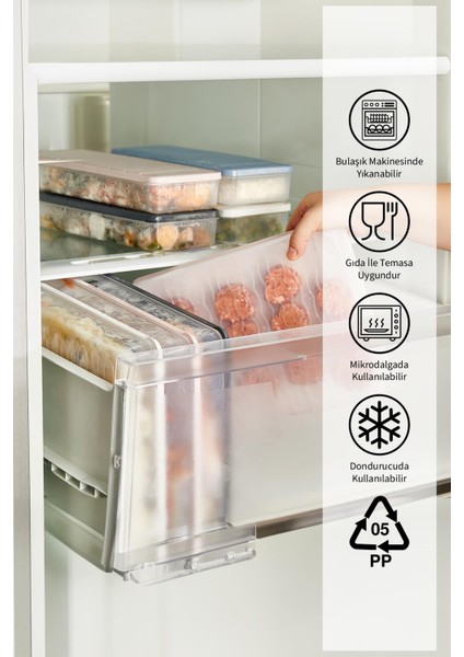 2 Adet 2,25 Lt. Nora Organizer Buzdolabı Buzluk Düzenleyici Saklama Kabı