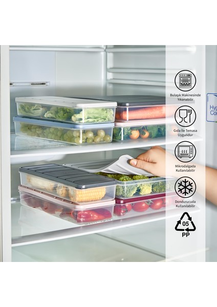 2 Adet 2,25 Lt. Nora Organizer Buzdolabı Buzluk Düzenleyici Saklama Kabı