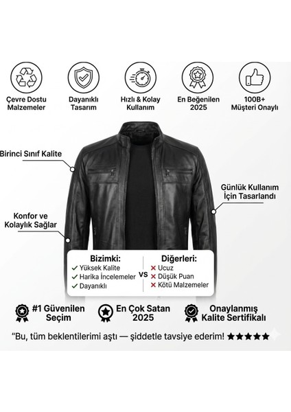 Siyah Hakiki Deri Erkek Mont - Fermuar Detaylı Hakim Yaka Spor Kesim modelleri