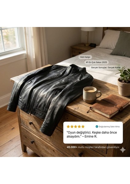 Siyah Hakiki Deri Erkek Mont - Fermuar Detaylı Hakim Yaka Spor Kesim fırsatları