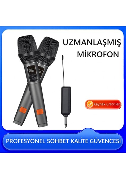 Wn-21 | Uhf Kablosuz El Mikrofonu ve Alıcı Seti 250–290MHZ Bluetoothsuz Sistem 50M Çekim Mesafesi Şarjlı Lityum Pilli Aux Mıx Çıkışlı Karaoke Anons Mikrofonu modelleri