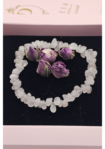 Pembe (Gül) Kuvars Kırıktas Esnek Bileklik – Minimal Doğal Taş Tasarım Özel Hediyelik Takı modelleri