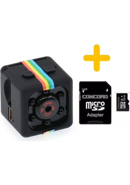 Mini SQ11 Kamera Full Hd Mikro Araç Kamerası Gece Görüşlü Taşınabilir Güvenlik Kaydedici 32GB Hafıza Kartı Hediyeli ( Lisinya )