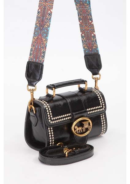 Premium Siyah Benek Detay Gri Omuz Çantası - 930429