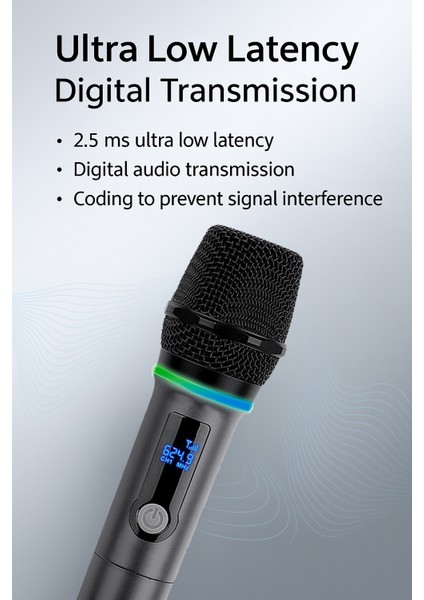 Wn-08 | Rgb Işıklı Uhf Kablosuz Mikrofon Seti – Çift El Mikrofonu ve Alıcı, Düşük Gecikmeli Dijital Ses, 50M Mesafe, Sahne Karaoke Sunum Canlı Yayın Için fırsatları