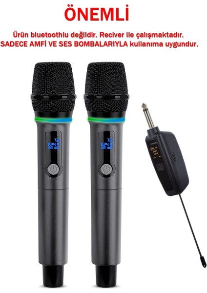 Wn-08 | Rgb Işıklı Uhf Kablosuz Mikrofon Seti – Çift El Mikrofonu ve Alıcı, Düşük Gecikmeli Dijital Ses, 50M Mesafe, Sahne Karaoke Sunum Canlı Yayın Için indirimleri