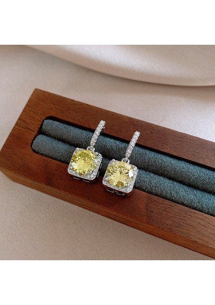 Yeşil Zirkon Çiçek Geometrik Küpeler Mizaç Çok Yönlü Küpeler Hafif Lüks Üst Düzey Küpe Tasarım Hissi (Yurt Dışından)