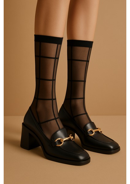 Kadın Kareli İnce Soket Çorap Siyah fırsatları