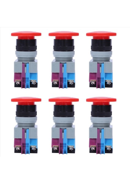 6x Ac 600V 10A Kırmızı Acil Durum Push Düğme Anahtarı 22MM Nc Nc (Yurt Dışından)