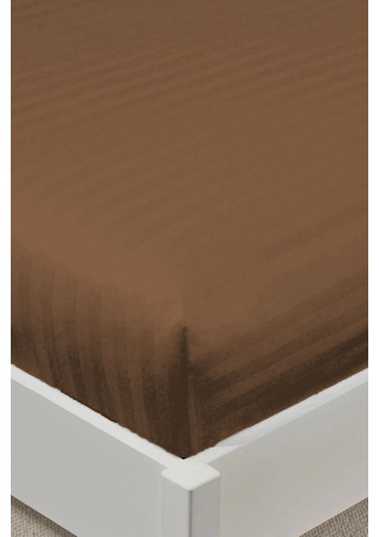 %100 Pamuk Saten Stripe Tek Kişilik Lastikli Çarşaf Takımı – 30 cm – 1 Yastık Kılıfı