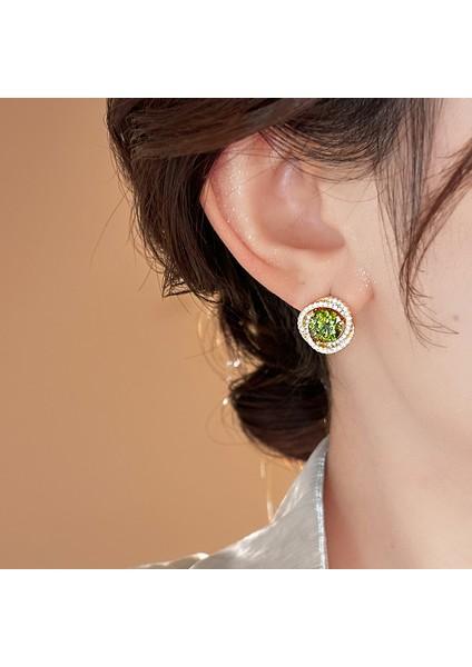 Yeşil Zirkon Çiçek Geometrik Küpeler Mizaç Çok Yönlü Küpeler Hafif Lüks Üst Düzey Küpe Tasarım Hissi (Yurt Dışından) fırsatları