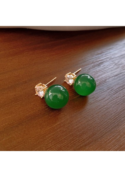 Yeşil Zirkon Çiçek Geometrik Küpeler Mizaç Çok Yönlü Küpeler Hafif Lüks Üst Düzey Küpe Tasarım Hissi (Yurt Dışından)