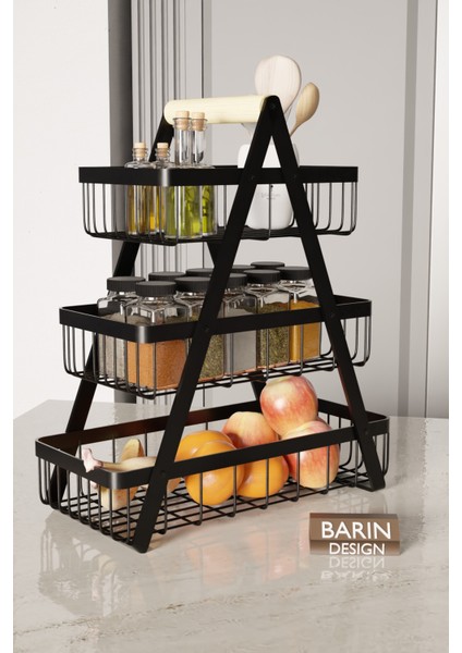 3 Katlı Metal Telli Mutfak Düzenleyici Raf – Çok Amaçlı Organizer