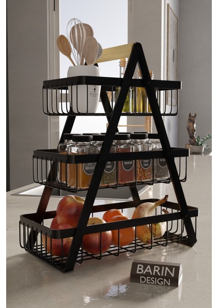 3 Katlı Metal Telli Mutfak Düzenleyici Raf – Çok Amaçlı Organizer