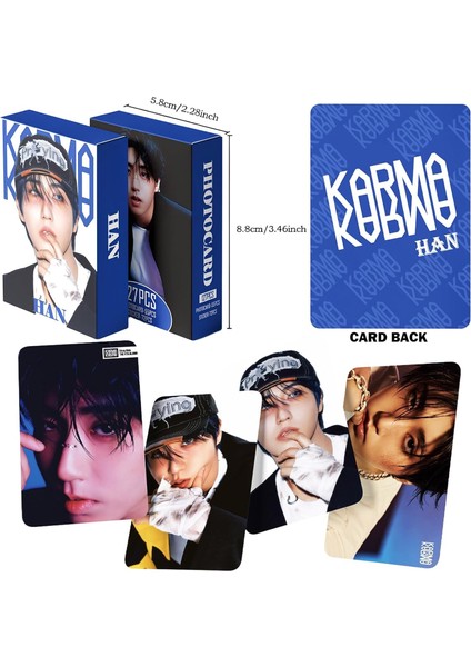 Stray Kıds Han '' Karma '' Çift Yön Baskılı Lomo Card Seti modelleri