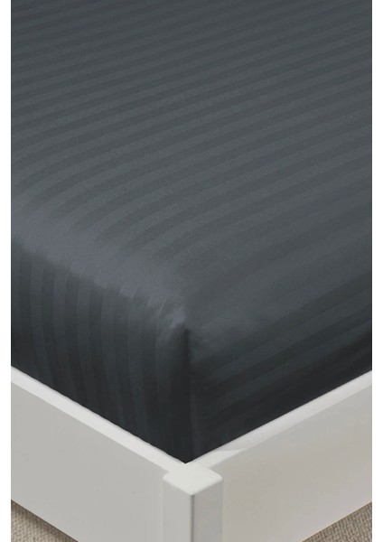 %100 Pamuk Saten Stripe Tek Kişilik Lastikli Çarşaf Takımı – 30 cm – 1 Yastık Kılıfı