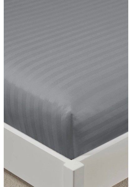 %100 Pamuk Saten Stripe Tek Kişilik Lastikli Çarşaf Takımı – 30 cm – 1 Yastık Kılıfı