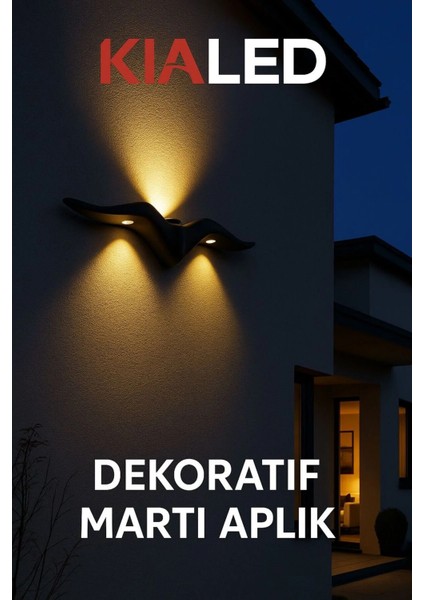 Duvar Tipi LED Aplik, Martı Model, 12 W 3000K Iç ve Dış Mekan Siyah Kasa 220 V Enerji fiyatları