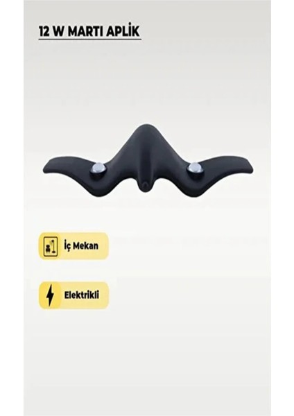 Duvar Tipi LED Aplik, Martı Model, 12 W 3000K Iç ve Dış Mekan Siyah Kasa 220 V Enerji fırsatları