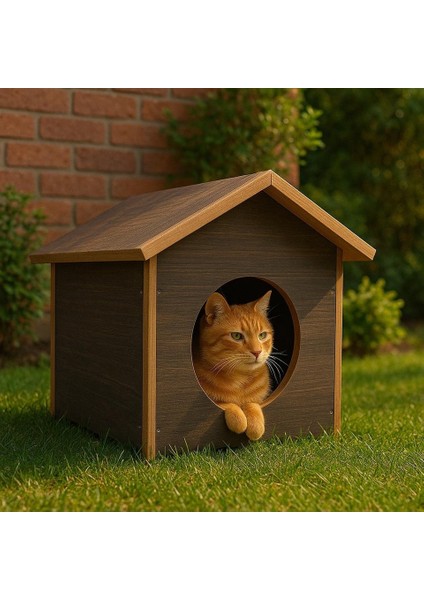 Sokak Hayvanlarına Dış Mekan Yağmura Soğuğa Dayanıklı Çatılı Kedi Evi