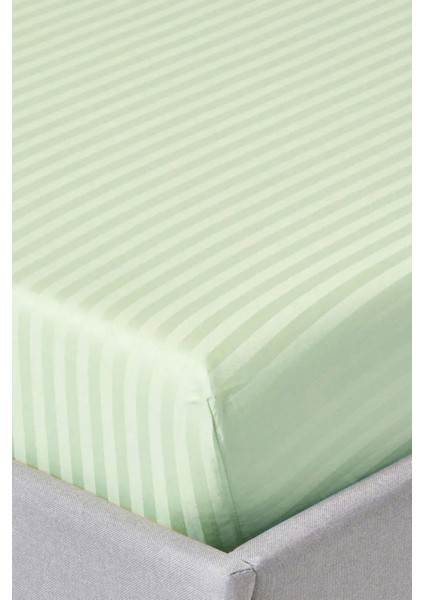 %100 Pamuk Saten Stripe Tek Kişilik Lastikli Çarşaf Takımı – 30 cm – 1 Yastık Kılıfı