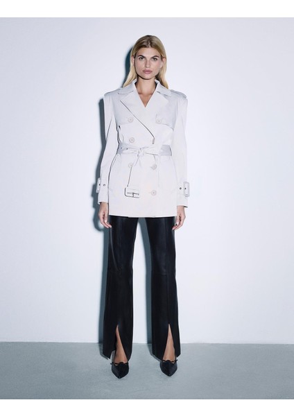 Lensa Gri Kadın Trençkot modelleri