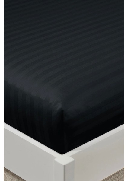 %100 Pamuk Saten Stripe Tek Kişilik Lastikli Çarşaf Takımı – 30 cm – 1 Yastık Kılıfı