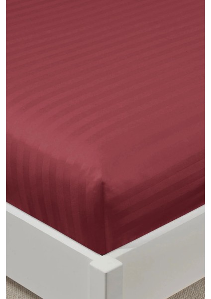 %100 Pamuk Saten Stripe Tek Kişilik Lastikli Çarşaf Takımı – 30 cm – 1 Yastık Kılıfı