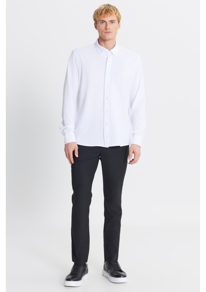 Pamuklu Tailored Slim Fit Dar Kesim Düğmeli Yaka Örme Gömlek fiyatları