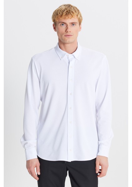 Pamuklu Tailored Slim Fit Dar Kesim Düğmeli Yaka Örme Gömlek modelleri