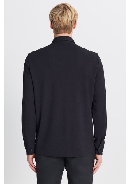 Pamuklu Tailored Slim Fit Dar Kesim Düğmeli Yaka Örme Gömlek indirimleri