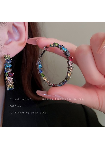 Gümüş Iğne Işık Lüks Moda Elmas Zirkonya Çiçekler Püskül Küpe Soğuk Küpe Net Kırmızı Kişilik Küpe Kadın (Yurt Dışından) modelleri